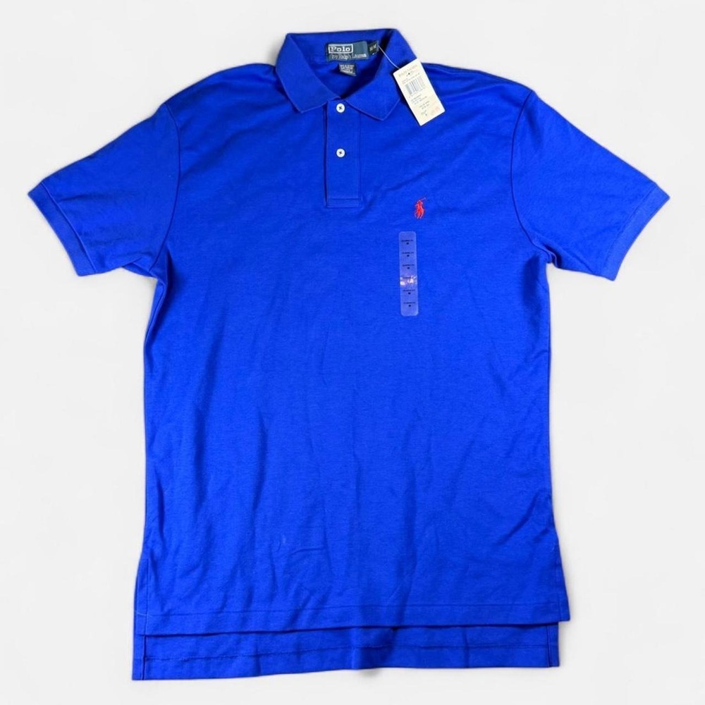 NEW Vintage Polo Ralph Lauren Royal Blue Classic Fit Cotton Polo Shirt Size M